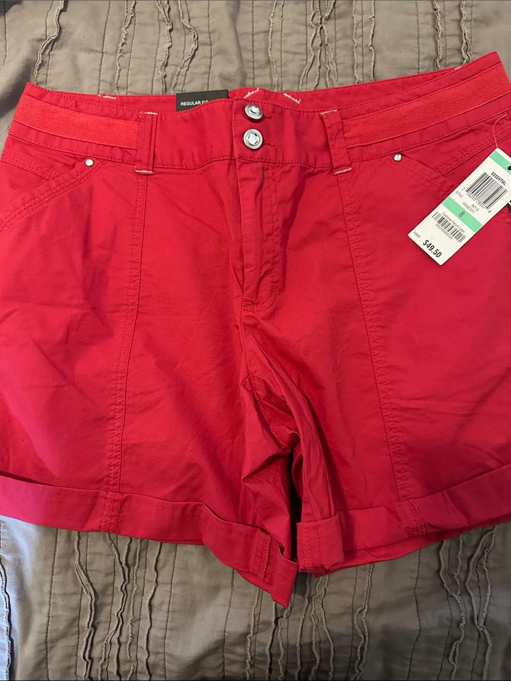 INC International Concepts Bright Red Cuffed Shorts